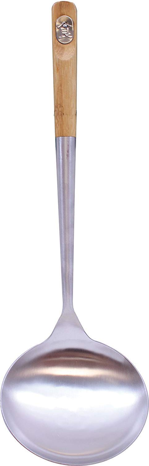 Tablecraft 32410 Wok Spoon With Bamboo Handle, 16'', Brown And Tablecraft 32409 Wok Skimmer With Bamboo Handle, 15'', Brown - Wo